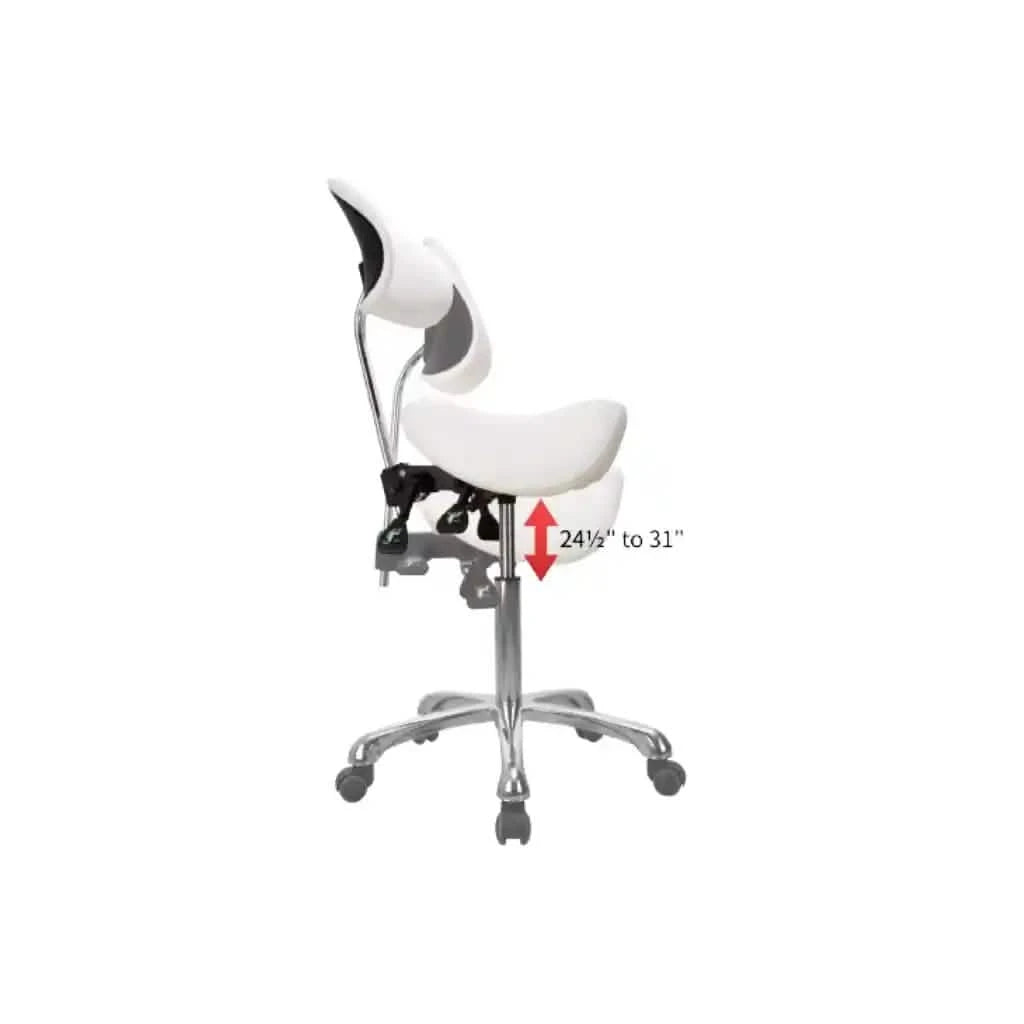 Stool 1025A White Saddle Stool Adjustable Height
